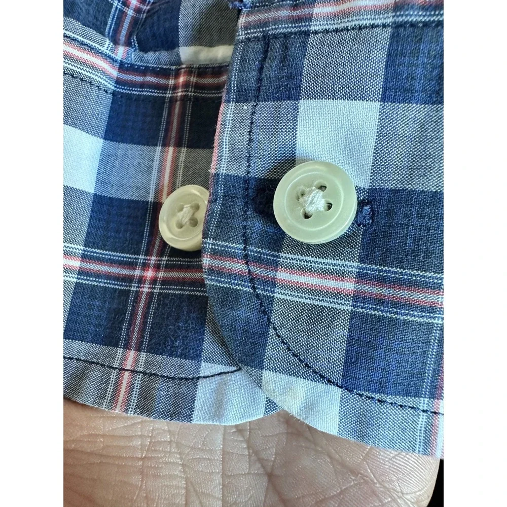 Banana Republic Men's Shirt XL Plaid Organic Cotton Untucked Preppy Quiet Luxury